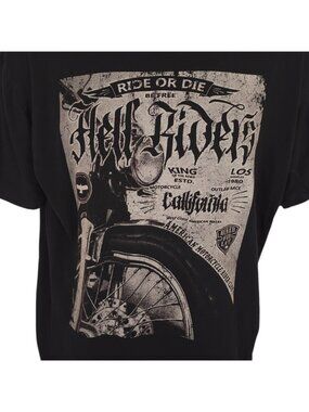 Motorcycle T Shirt Mens Size Large Black Hell Riders Ride Or Die Biker Tee